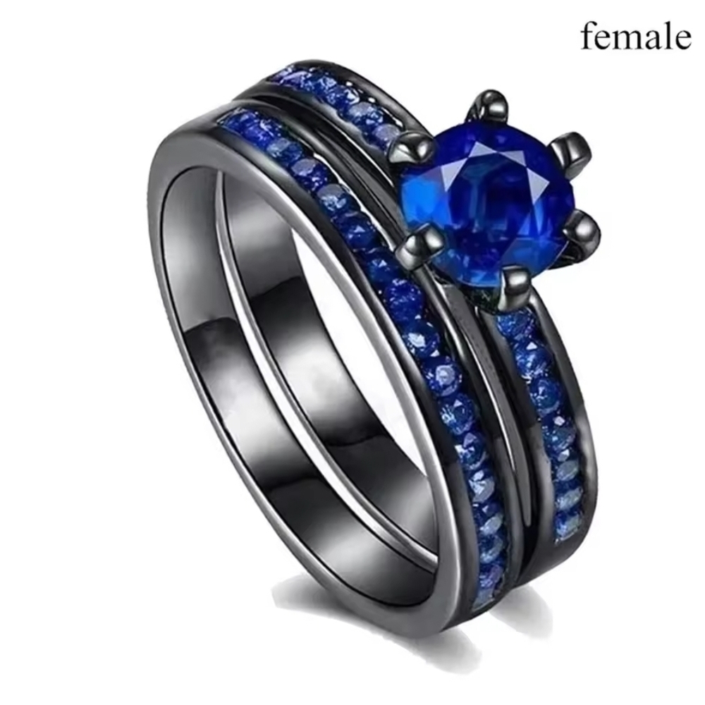 Radiant Black Gold Plated Womens Wedding Ring Sets | CZ Wedding Band